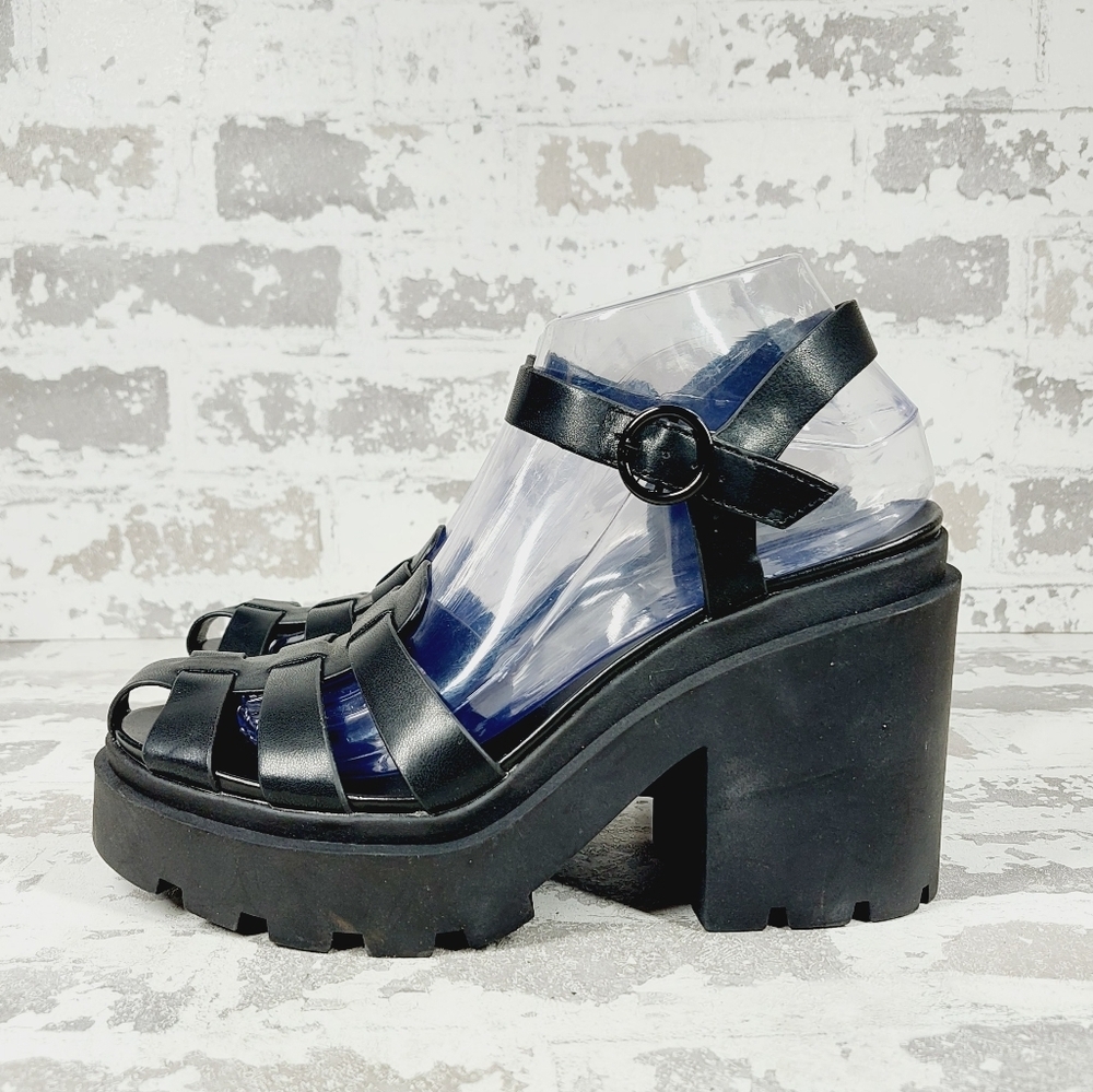 New Abound Marty Jelly Lug Platform Black Sandal  O239